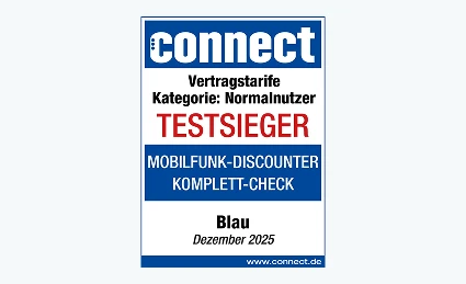  Blau überzeugt als Spitzenreiter für Normalnutzer im connect-Test
