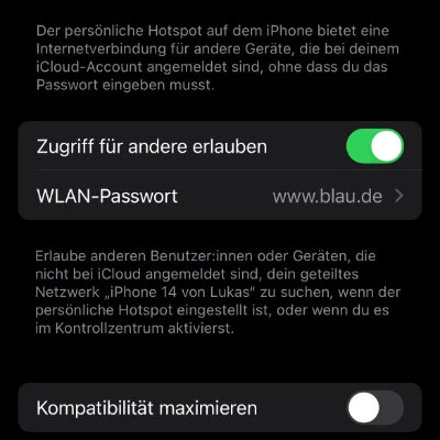 WLAN teilen iPhone Hotspot 3