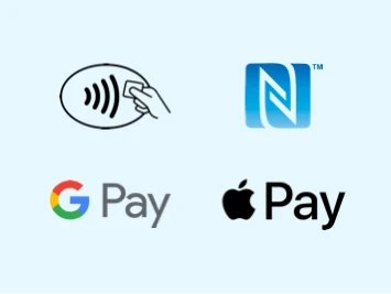 Bei diesen Symbolen ist kontaktloses Bezahlen möglich.