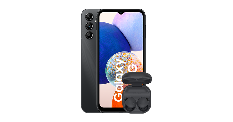 Smartphone Samsung Galaxy A14 5G Prata+ Galaxy Buds 2 Preto - Ibyte