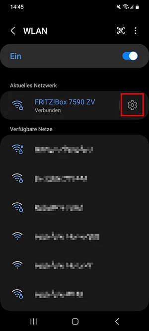  Screenshot des WLAN-Überblicks bei einem Android-Smartphone
