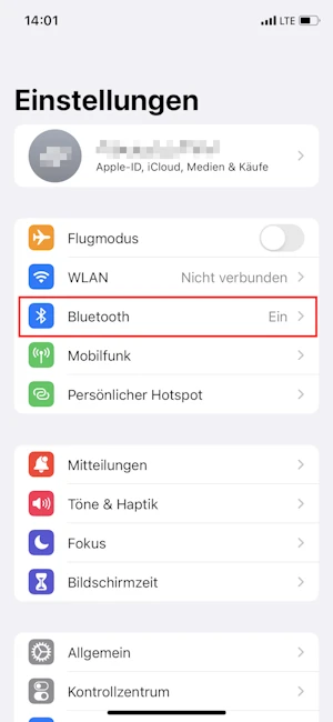 Bluetooth-Optionen des iPhones