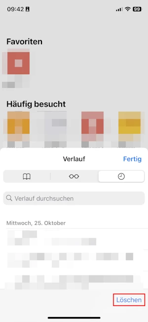 Verlauf bei Safari