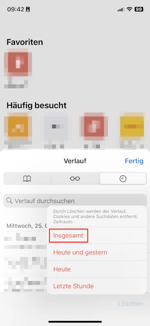 Verlauf löschen Safari