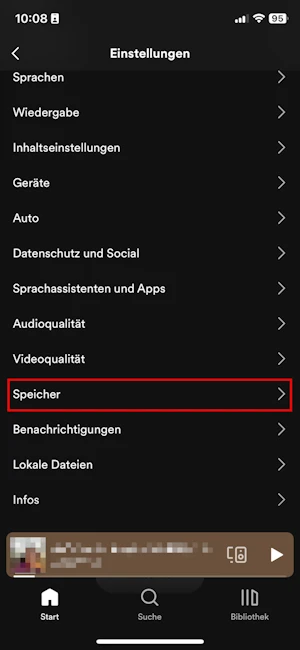 Einstellungen Spotify