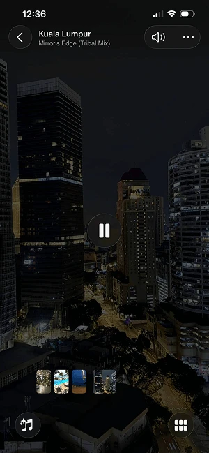  Screenshot vom Rückblick-Video mit Option, Musik festzulegen
