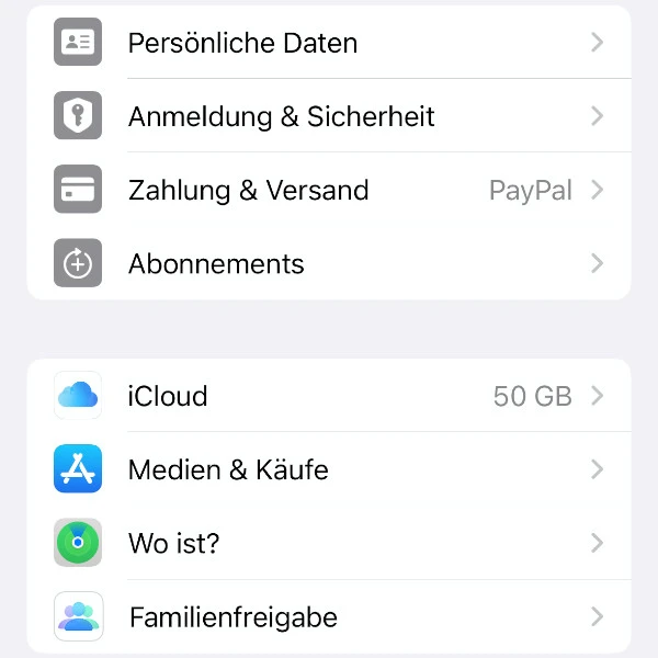 iPhone-Daten übertragen iCloud-Einstellungen Schritt 1