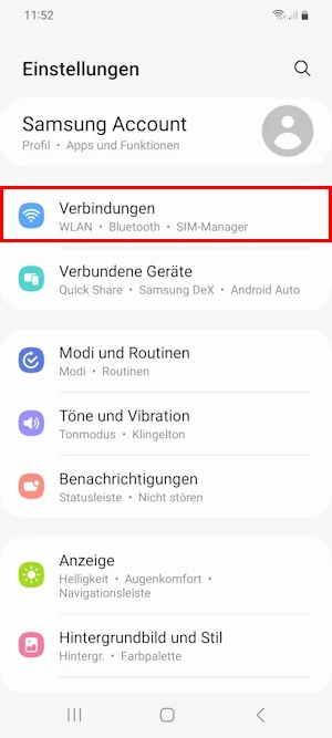 Screenshot Datenvolumen abfragen bei Android - Einstellungen