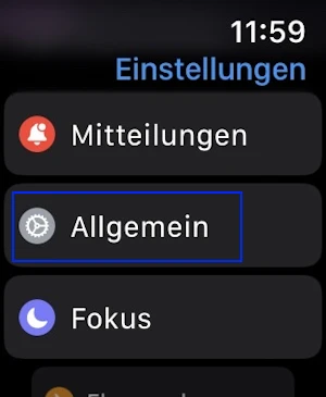 Screenshot Einstellungen Apple Watch