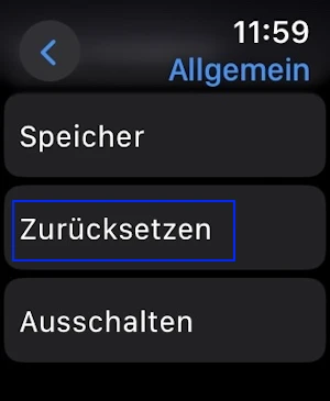 Screenshot Apple Watch zurücksetzen