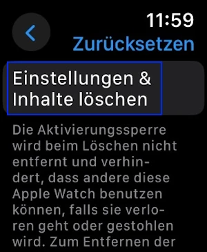 Screenshot Apple Watch zurücksetzen