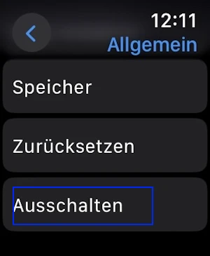 Punkt „Allgemein“ in den Einstellungen der Apple Watch