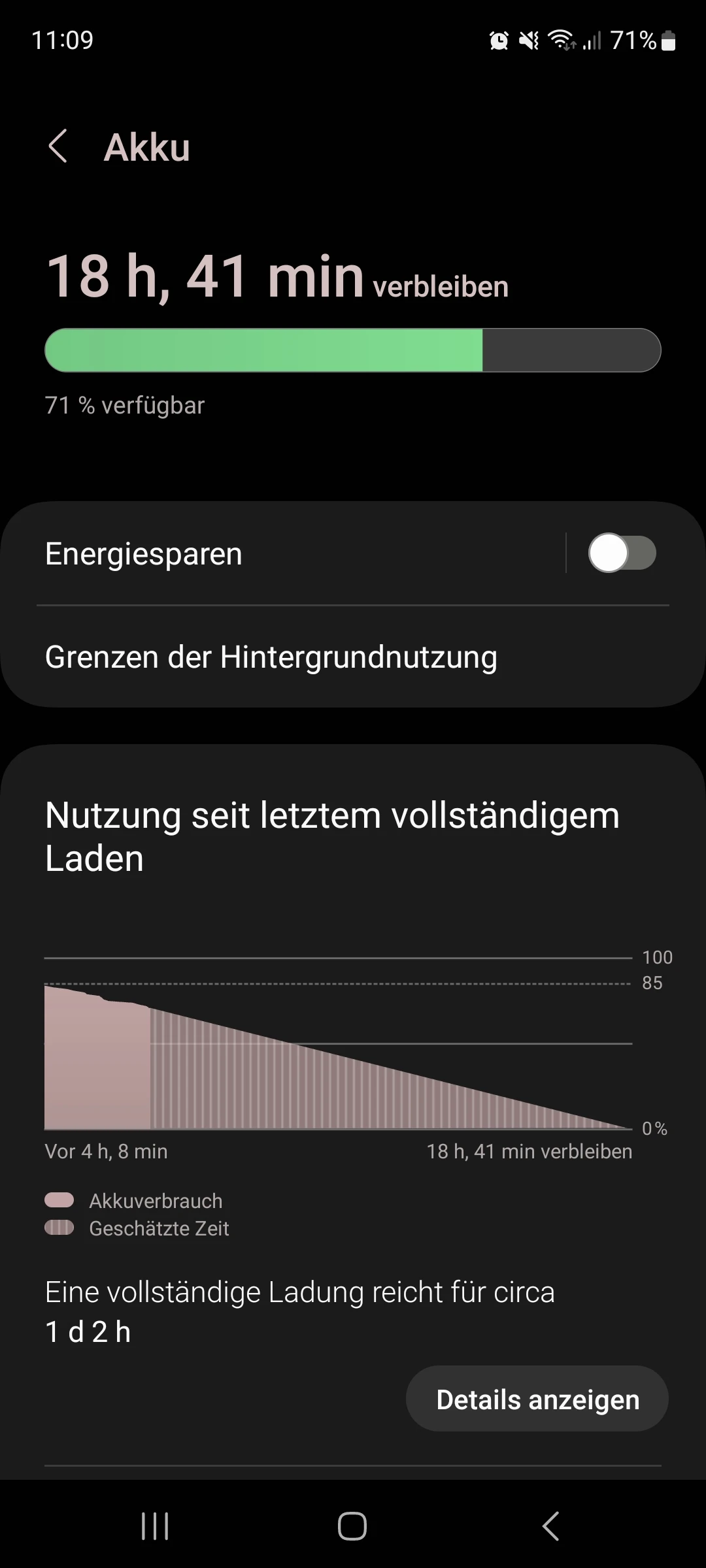 Screenshot von Akku-Informationen.