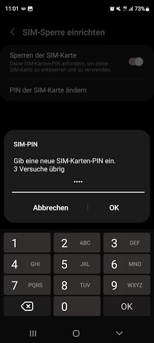 Samsung neue PIN eingeben