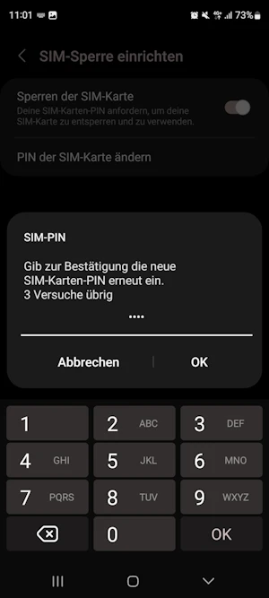 Samsung PIN bestätigen