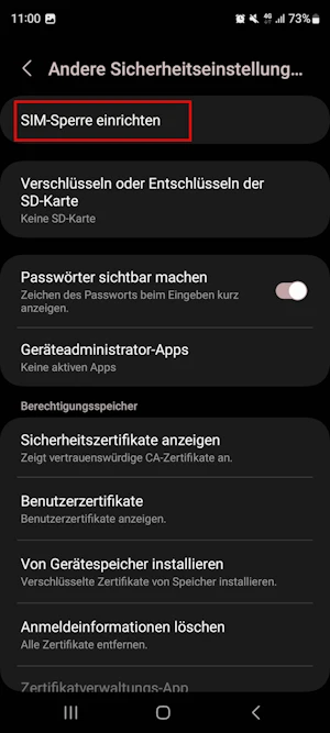 Samsung SIM-Sperre einrichten