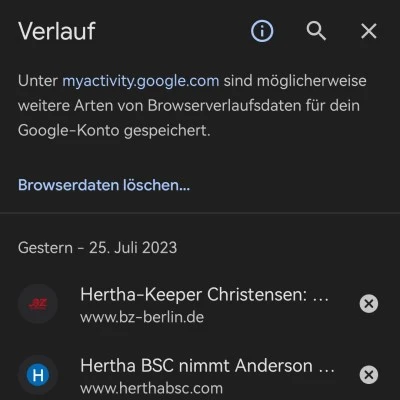 Verlauf löschen in Chrome