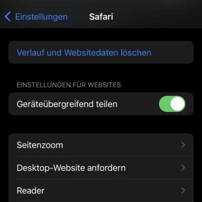 Verlauf löschen in Safari