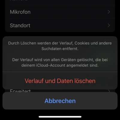 Verlauf löschen in Safari