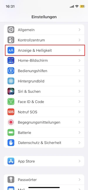 Einstellungen beim iPhone