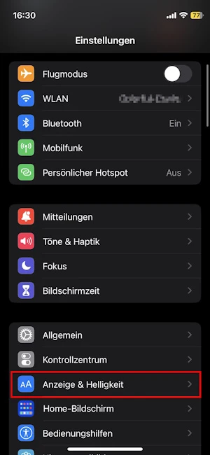 Einstellungen beim iPhone