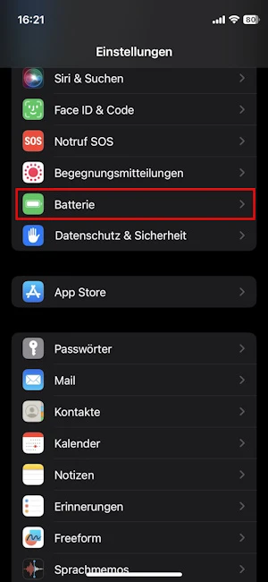 Einstellungen beim iPhone