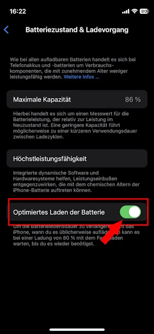 Batterie-Einstellungen beim iPhone