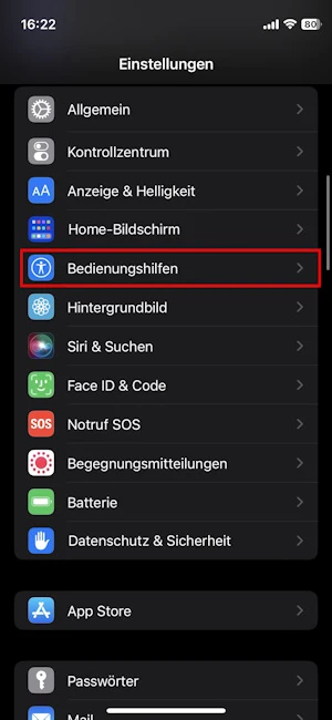 Einstellungen beim iPhone