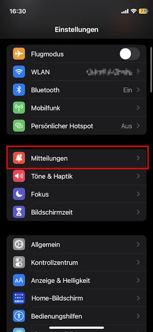 Einstellungen beim iPhone