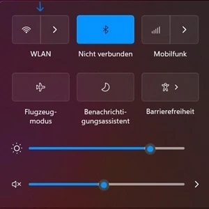 Screenshot des WLAN-Symbols mit blauem Pfeil