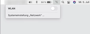 Screenshot der WLAN-Einstellungen beim Mac