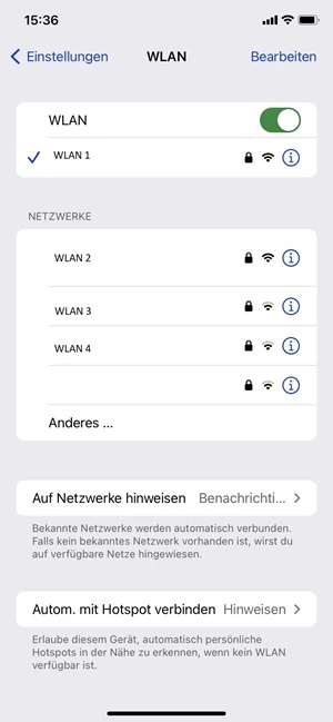 WLAN-Netzwerke in iOS