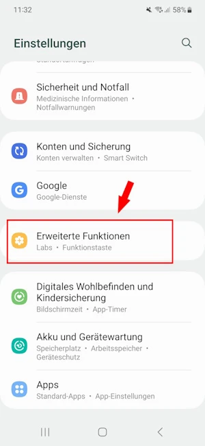 Einstellungen beim Samsung-Handy