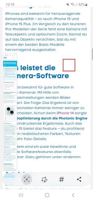 Scrollaufnahme bei Samsung