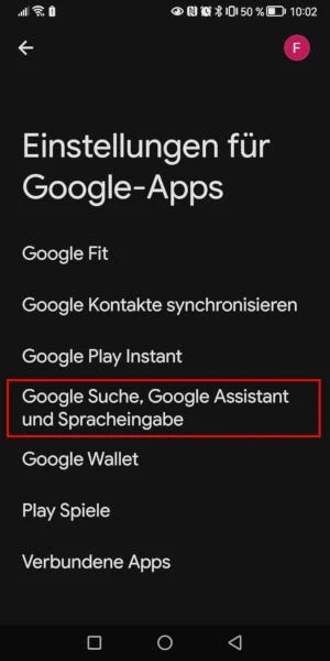 Einstellungen für Google-Apps