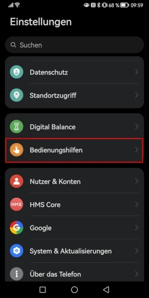Android-Einstellungen: Bedienungshilfen