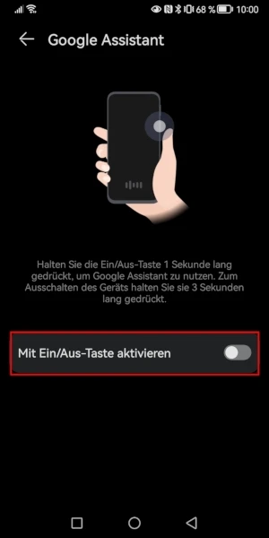 Google Assistant mit Ein/Aus-Taste aktivieren