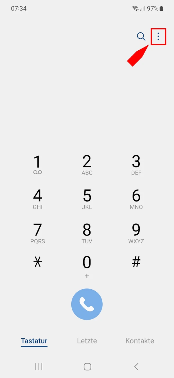 Screenshot der Tastatur in der Telefon-App