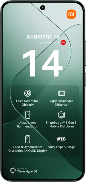 Display des Xiaomi 14 in Jade Green