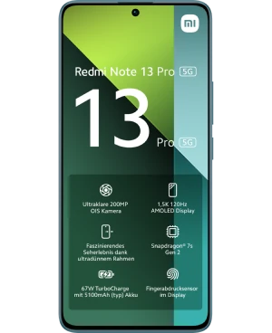 Das Xiaomi Redmi Note 13 Pro 5G in der Ansicht von vorne.