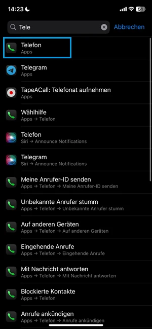 Screenshot der Einstellungen-App