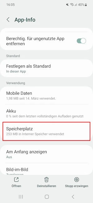 App-Info in den Einstellungen beim Samsung Galaxy S22