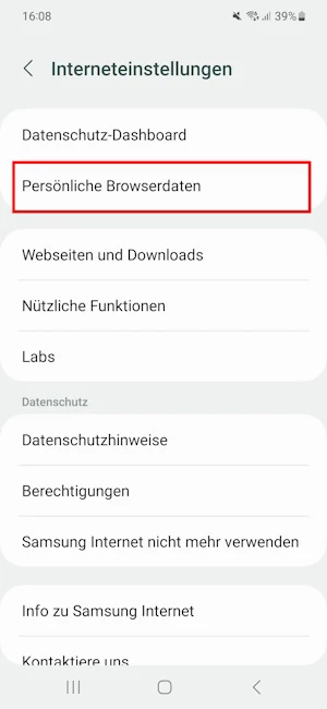 Samsung Interneteinstellungen