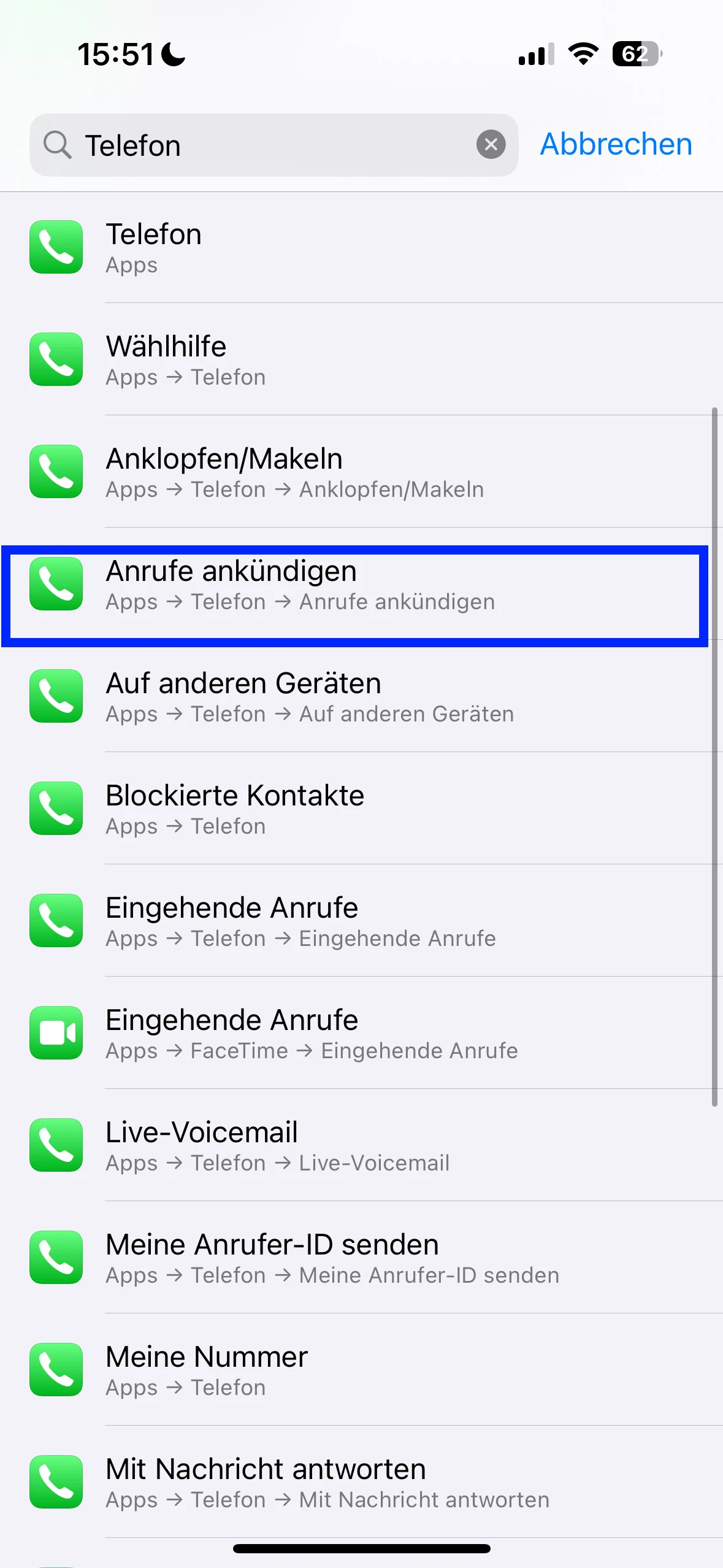 iPhone Anrufe ankündigen Schritt 2