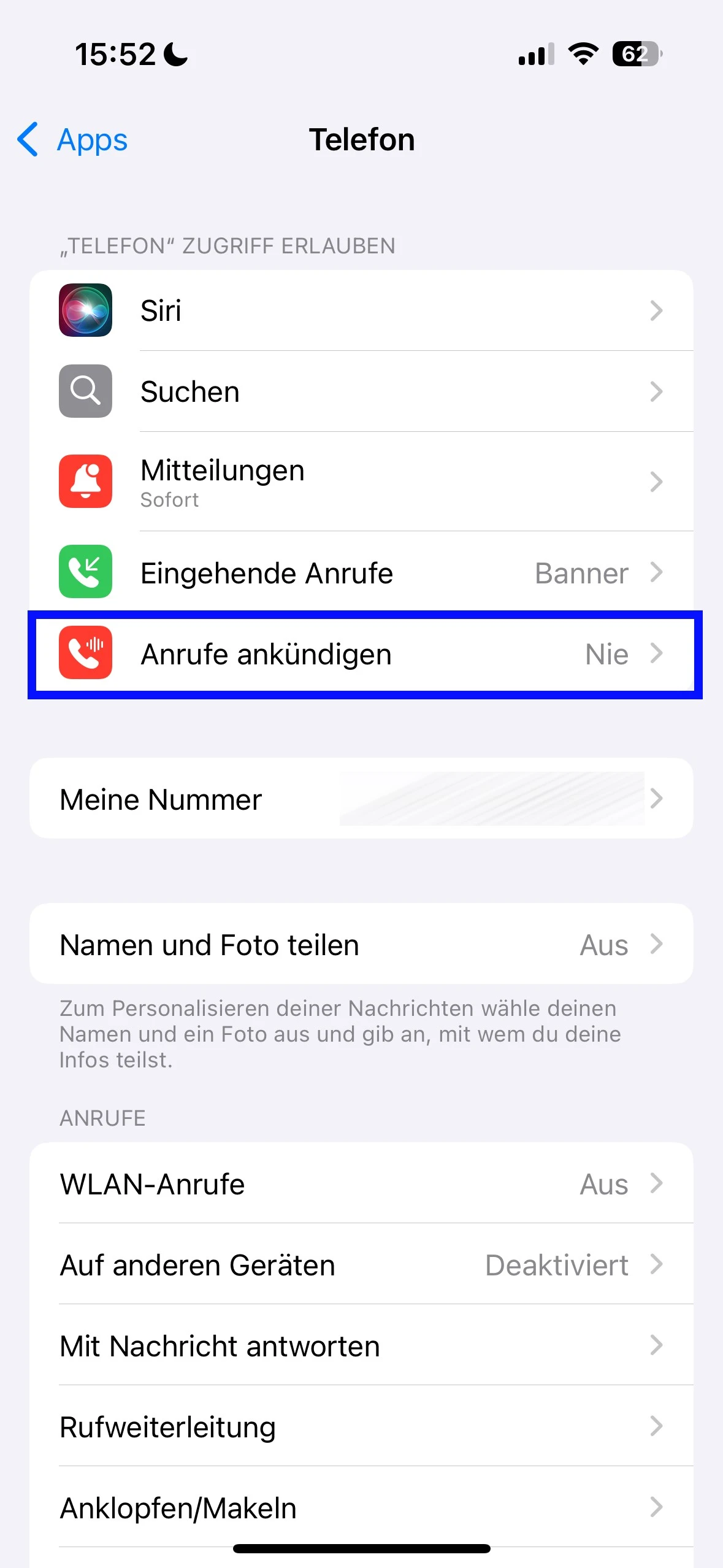 iPhone Anrufe ankündigen Schritt 3