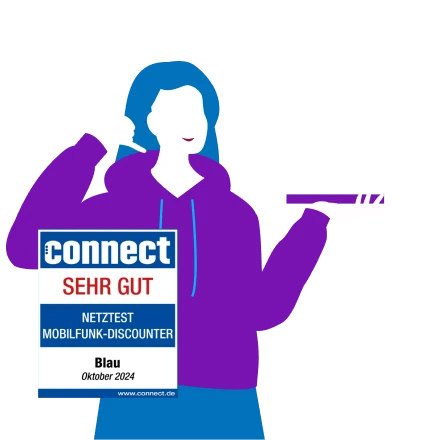  Blau hat ein hervorragendes Netz für besten Empfang.
