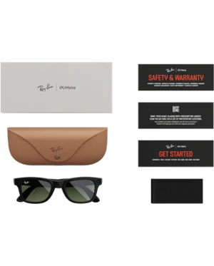  Schwarz glänzende Ray-Ban Meta mit Zubehör
