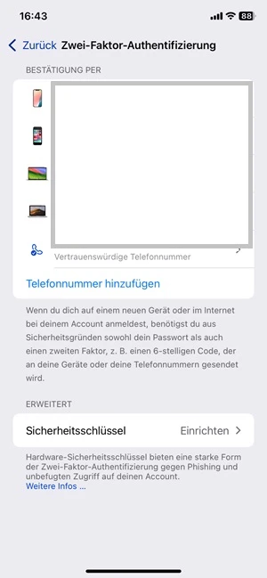  Geöffnete Zwei-Faktor-Authentifizierung
