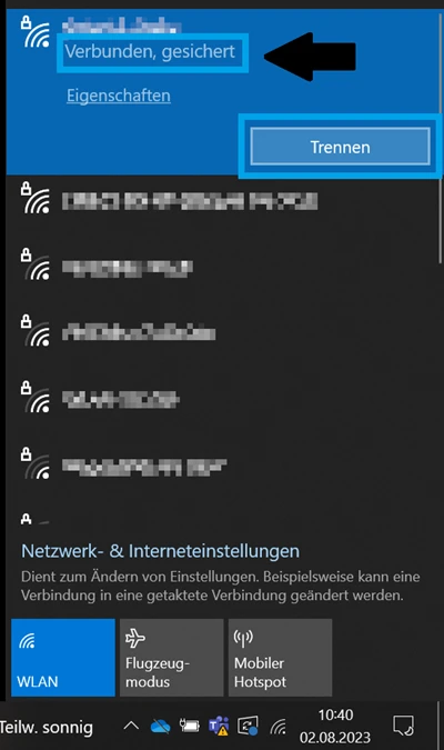  WLAN-Verbindung wieder trennen
