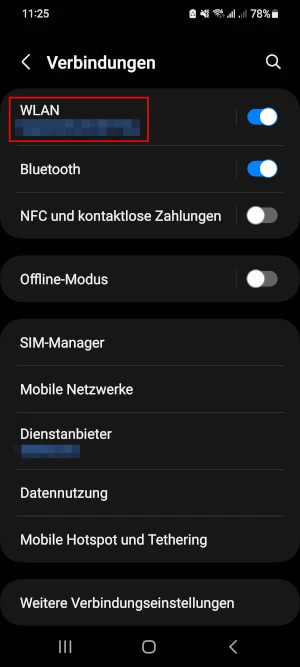  Android-Menü „Verbindungen“
